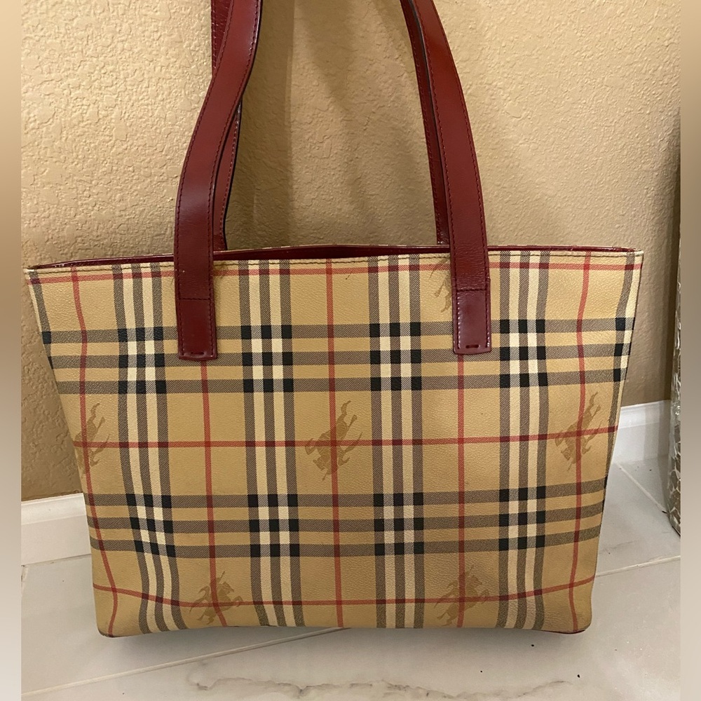 Burberry Nova Check Canvas Tote Handbag